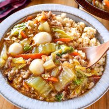 【ひき肉と白菜のあんかけごはん】10分で完成！レンジで楽々♪