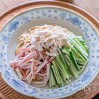 【鶏ささ身の黒酢そうめん】酸っぱまろやか♪