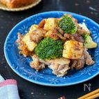 【豚こまブロッコリーのにんにく醤油マスタード炒め】節約