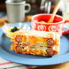 味玉とウインナーの具だくさんホットサンド