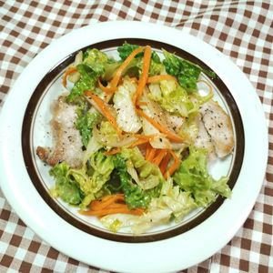 M＊Pの作ってみた!投稿(野菜がメイン！！たっぷり野菜ソースのポークステーキ)