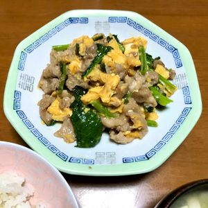 Nao★彡の作ってみた!投稿(小松菜と豚肉のふわ卵味噌炒め)