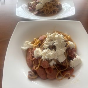 こむぎの作ってみた!投稿(肉がなくても男子に人気！【きのことツナの麺つゆバターパスタ】)