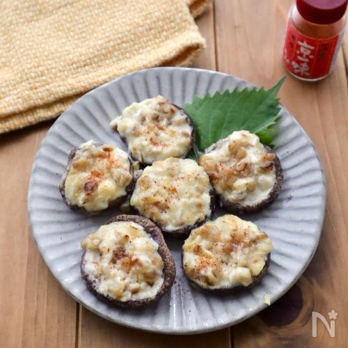 トースターであと一品♪しいたけの味噌マヨ焼き