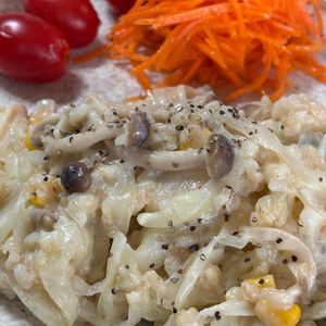 あなぼんごはんの作ってみた!投稿(きのこの豆乳玄米リゾット)