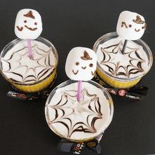 蜘蛛の巣とおばけのかぼちゃプリン