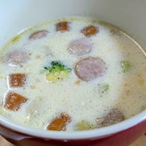 まゆのの作ってみた!投稿(腸活におすすめ♡まろやかな甘さ♪さつまいもの甘酒ミルクスープ)