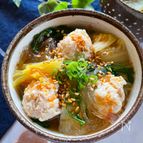 ピリ辛☆しっかり食べる
白菜と鶏団子の春雨入り味噌汁