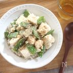 包丁いらず♪豆腐ときぬさやのごまみそ丼