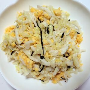 ふうかの作ってみた!投稿(【和風コールスロー】”塩こんぶと炒り卵”)