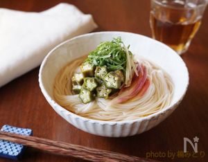 オクラみょうがの和ピクルスそうめん