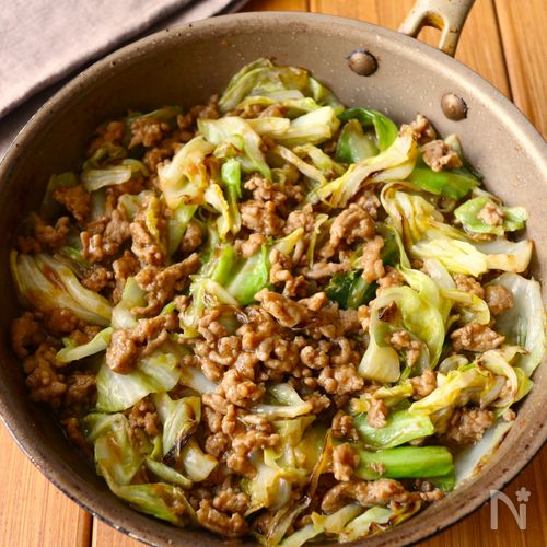 ワンパン10分!【肉味噌キャベツ炒め】包丁不要!ご飯すすむ♩