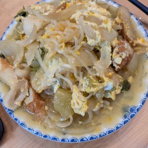 NYの作ってみた!投稿(ご飯もりもりヘルシー和食🍚白滝のすき煮風とろとろ卵炒め😋)