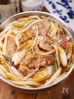 行列のうどん屋さんの🍜豚バラねぎ塩ガッツリうどん🤩