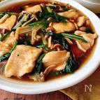 鶏肉とほうれん草としめじのうま煮