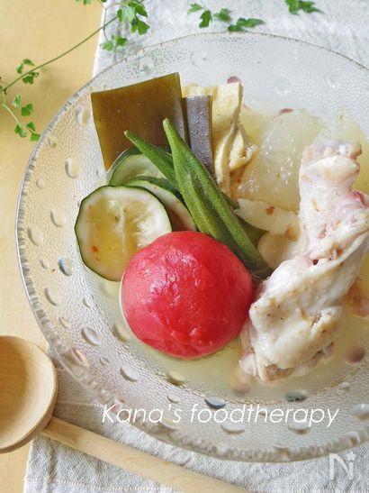 夏バテにも。鶏肉と夏野菜の冷やしおでん