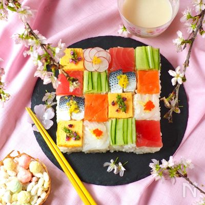 牛乳パックで簡単!モザイク寿司