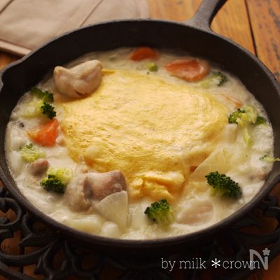かける派☆クリームシチューのオムライス風
