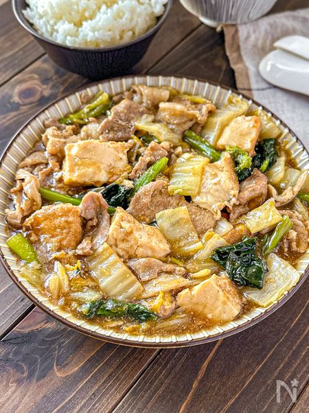 白菜豚厚揚げのあんかけ