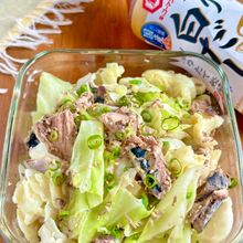 〖レンジで簡単〗キャベツとサバ缶のしょうが白だし蒸し