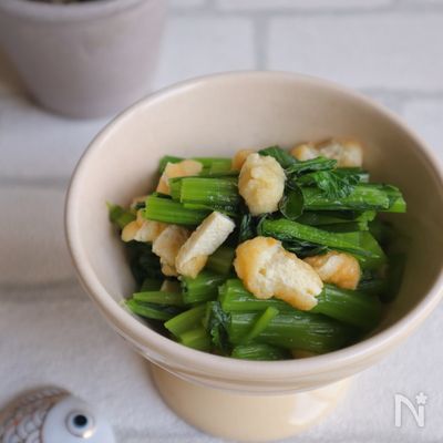 レンジで簡単！小松菜とお揚げの白だし煮～生姜風味～