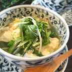 水菜とお豆腐とホタテのとろーり食べる和風スープ