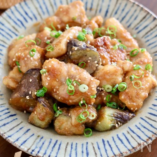 【簡単でおすすめ！】鶏もも肉となすの甘辛ごまだれ炒め
