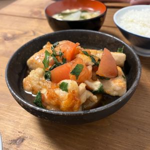 aの作ってみた!投稿(むね肉とトマトのしそ南蛮漬け【#作り置き#揚げない】)