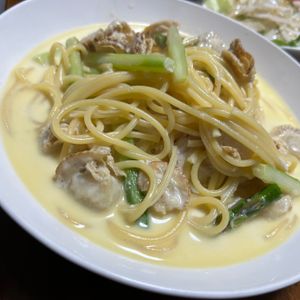 ぽちゃこの作ってみた!投稿(簡単なのにお店の味！帆立の醤油クリームパスタ)