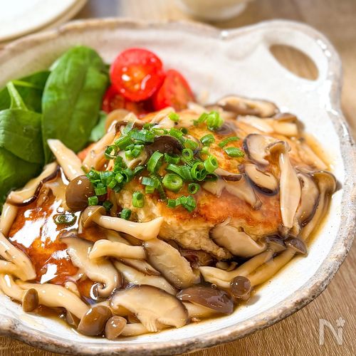 ふわっふわ♡【きのこあんかけの豆腐ハンバーグ】