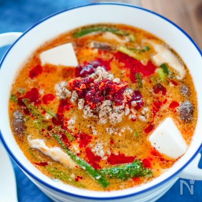 濃厚!担々風ピリ辛スープ《豆腐でヘルシー満足♪》