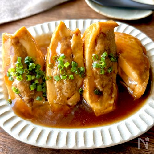 【厚揚げの肉詰め煮】とろ〜りあんでご飯がすすむ♪