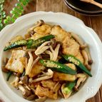冷凍豆腐とおくらとしめじの甘辛炒め