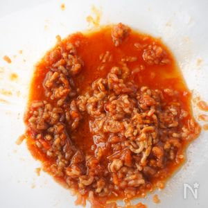 ALLレンジ5分】カサ増しえのき、厚揚げひき肉ピリ辛韓国風