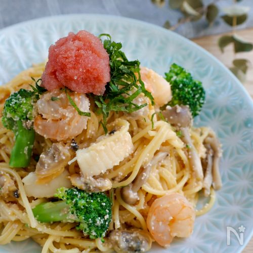 【ワンパン10分!】シーフードたらこパスタ