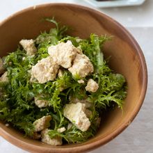 『くずし豆腐とアボカドとわさび菜の中華風和え』＃ヘルシー