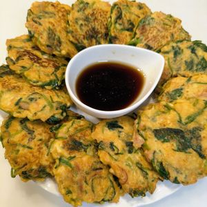 るるる♪の作ってみた!投稿(ほうれん草とハムと豆腐のもちっとチヂミ)