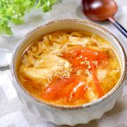 ３分で作れる絶品スープ♡『トマトのふわたま和風スープ』