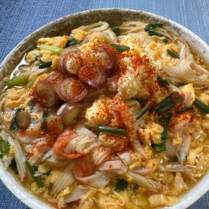 楽ラク手抜キッチン🐶🐾の作ってみた!投稿(とろとろぽかぽか☆かに玉うどん)