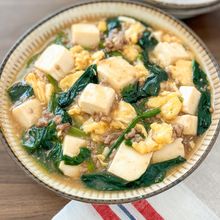 【ほうれん草と豆腐のふわ玉そぼろあん】ほっこり温まる♪