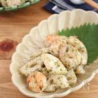 お弁当やおつまみに♪えびとれんこんの海苔マヨソテー
