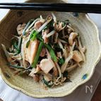 厚揚げでかさまし☆もやしとにらの豚こま塩こんぶ炒め