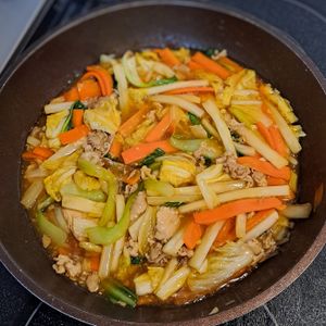 みりんの作ってみた!投稿(豚バラ白菜のあんかけ中華丼)