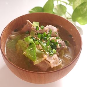 とのちゃまの作ってみた!投稿(【豚バラキャベツの旨味噌スープ】美味しい組み合わせで♪旨み◎)