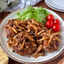 手間なく簡単♪【キノコのうまだれハンバーグ】
