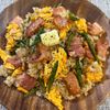 楽ラク手抜キッチン🐶🐾の作ってみた!投稿(バター香る♪絶品主食【アスパラベーコン炒飯】)