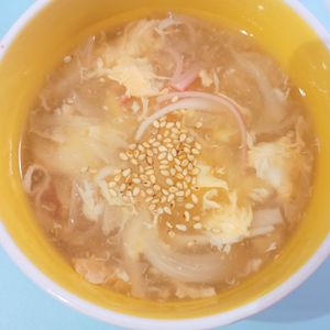 milkの作ってみた!投稿(ささっと簡単！カニカマとキャベツふわとろ卵スープ)