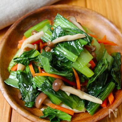 レンジで5分！【小松菜ときのこの胡麻油お浸し】栄養満点副菜♩