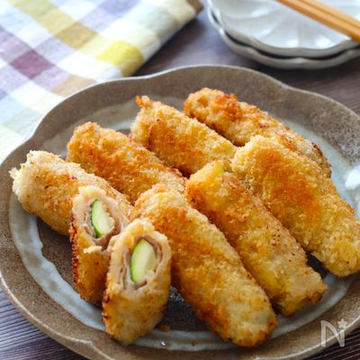【ズッキーニのみそマヨ肉巻きフライ】味付きカリッジュワッと♪