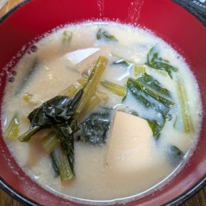 れいかの作ってみた!投稿(栄養満点◎高野豆腐と小松菜の豆乳みそ汁)